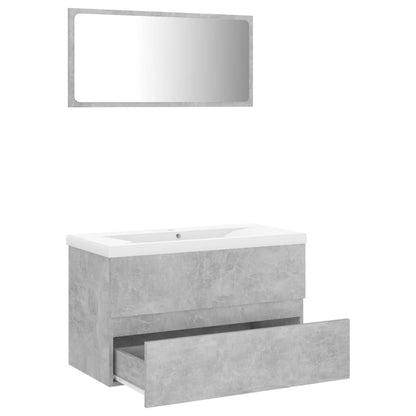 Set Mobili da Bagno Grigio Cemento in Legno Multistrato - homemem39