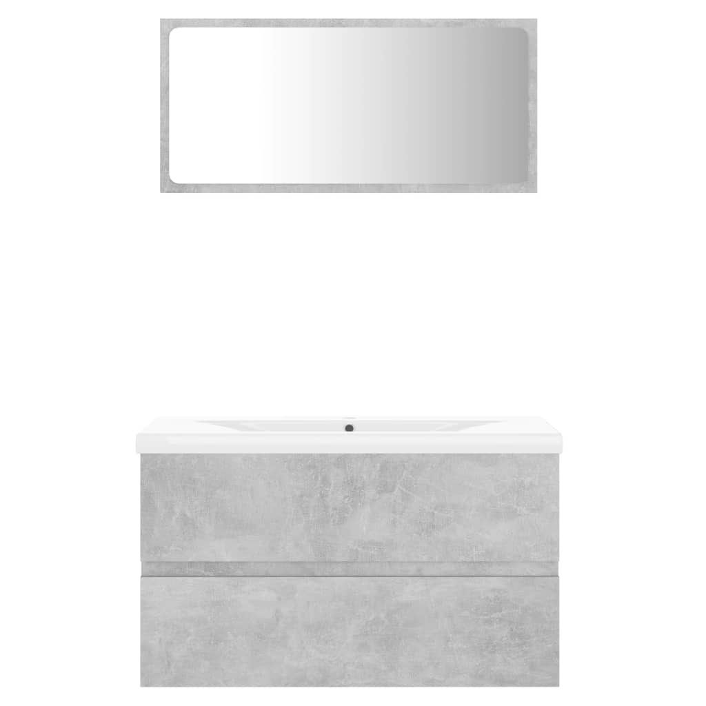 Set Mobili da Bagno Grigio Cemento in Legno Multistrato - homemem39