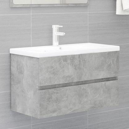 Set Mobili da Bagno Grigio Cemento in Legno Multistrato - homemem39