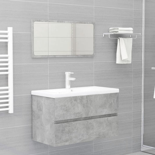 Set Mobili da Bagno Grigio Cemento in Legno Multistrato - homemem39