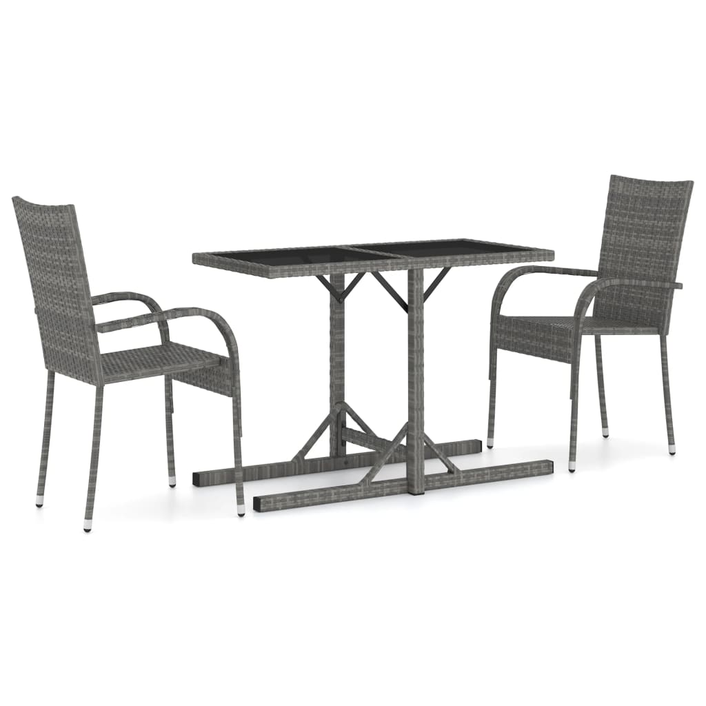 Set Mobili da Pranzo per Giardino 3 pz Grigio - homemem39