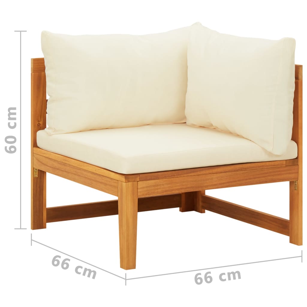 Set Divani Giardino 2 pz Cuscini Bianco Crema in Legno d'Acacia - homemem39