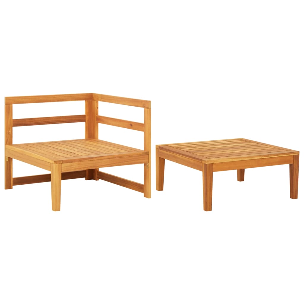 Set Divani Giardino 2 pz Cuscini Bianco Crema in Legno d'Acacia - homemem39