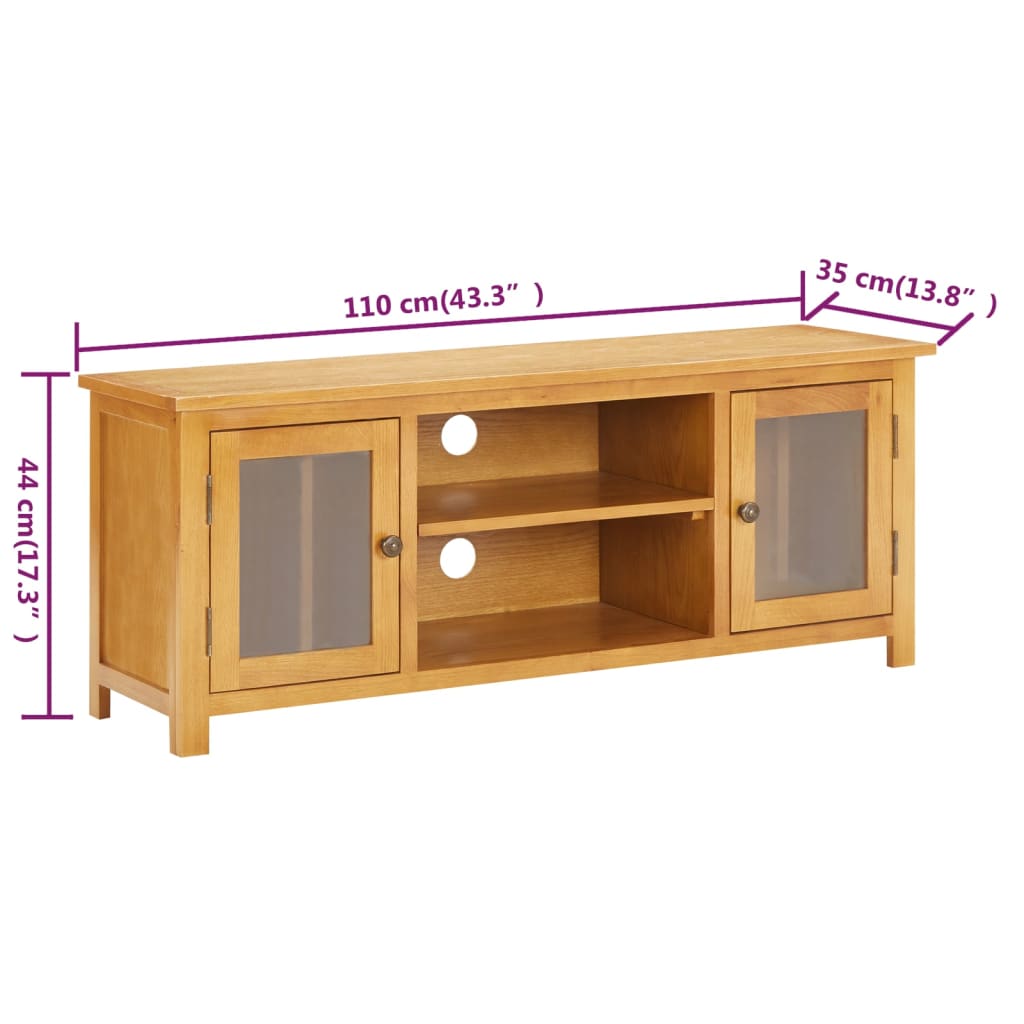 Mobile TV 110x35x44 cm in Legno Massello di Rovere - homemem39