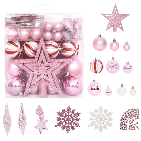 Set Addobbi di Natale 65 pz Rosa/Rosso/Bianco - homemem39