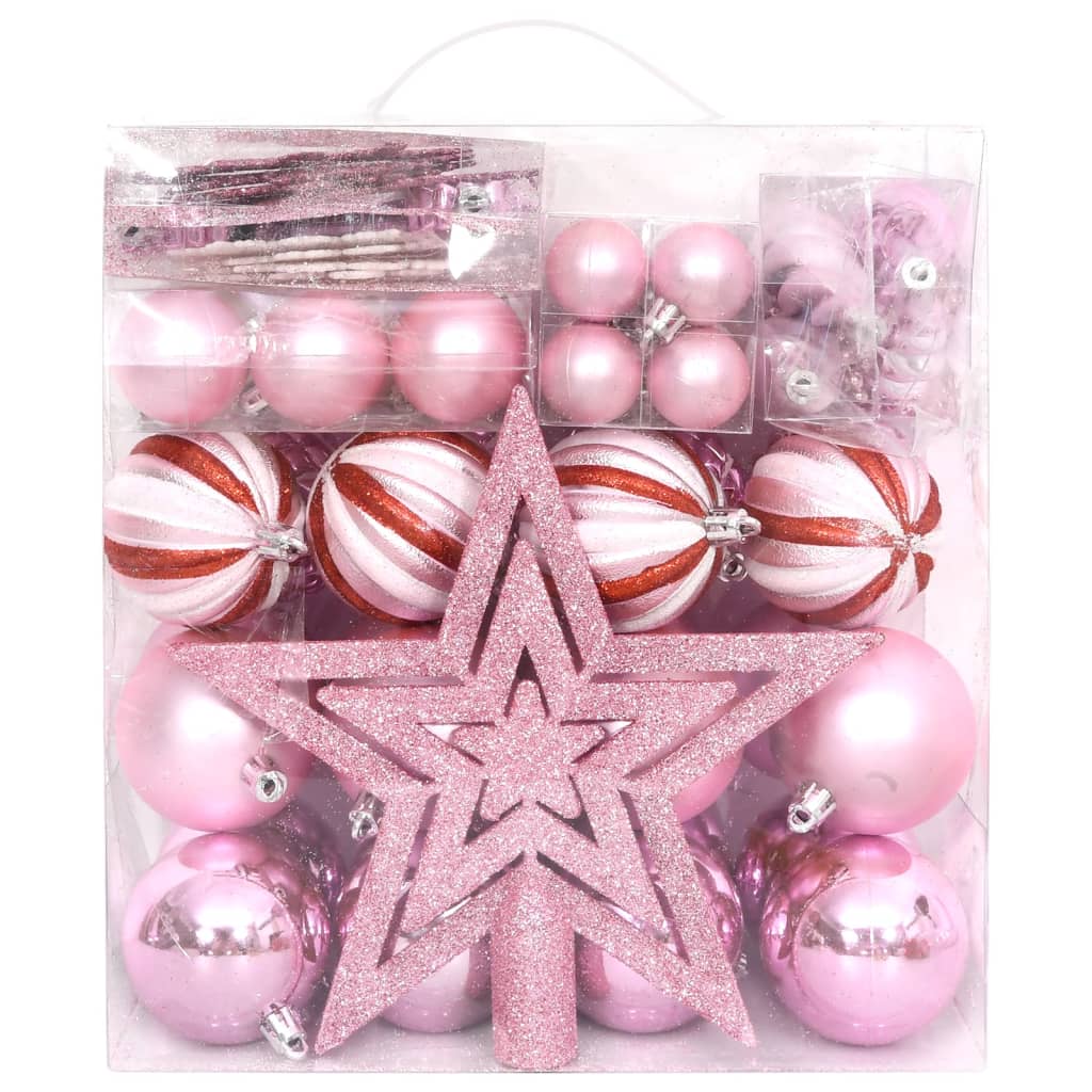 Set Addobbi di Natale 65 pz Rosa/Rosso/Bianco - homemem39