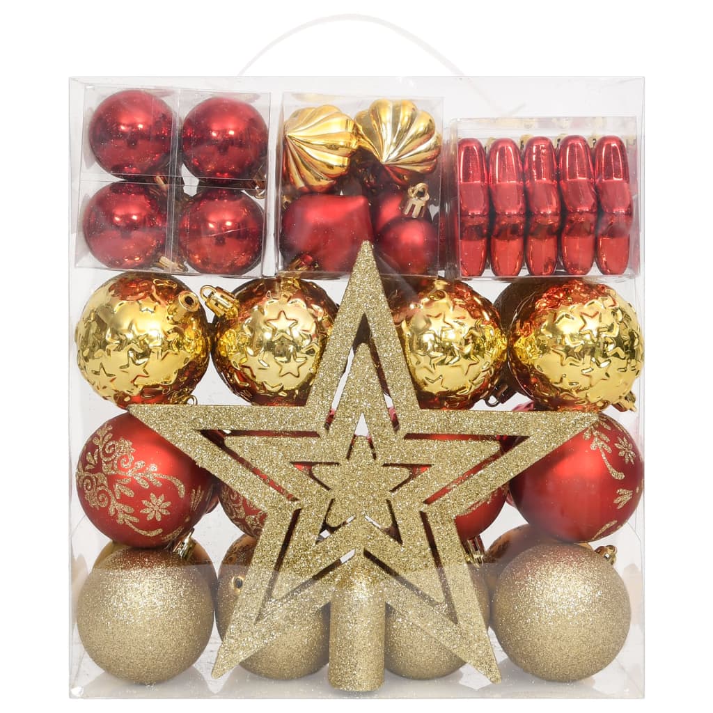 Set Addobbi di Natale 70 pz Oro e Rosso - homemem39