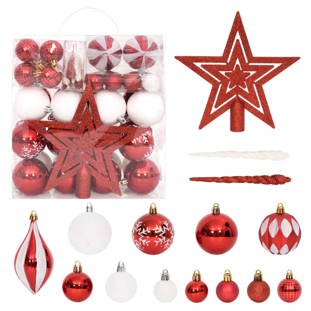 Set Addobbi di Natale 64 pz Rosso e Bianco - homemem39