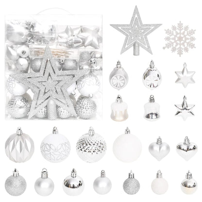 Set Addobbi di Natale 70 pz Argento e Bianco - homemem39