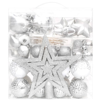 Set Addobbi di Natale 70 pz Argento e Bianco - homemem39