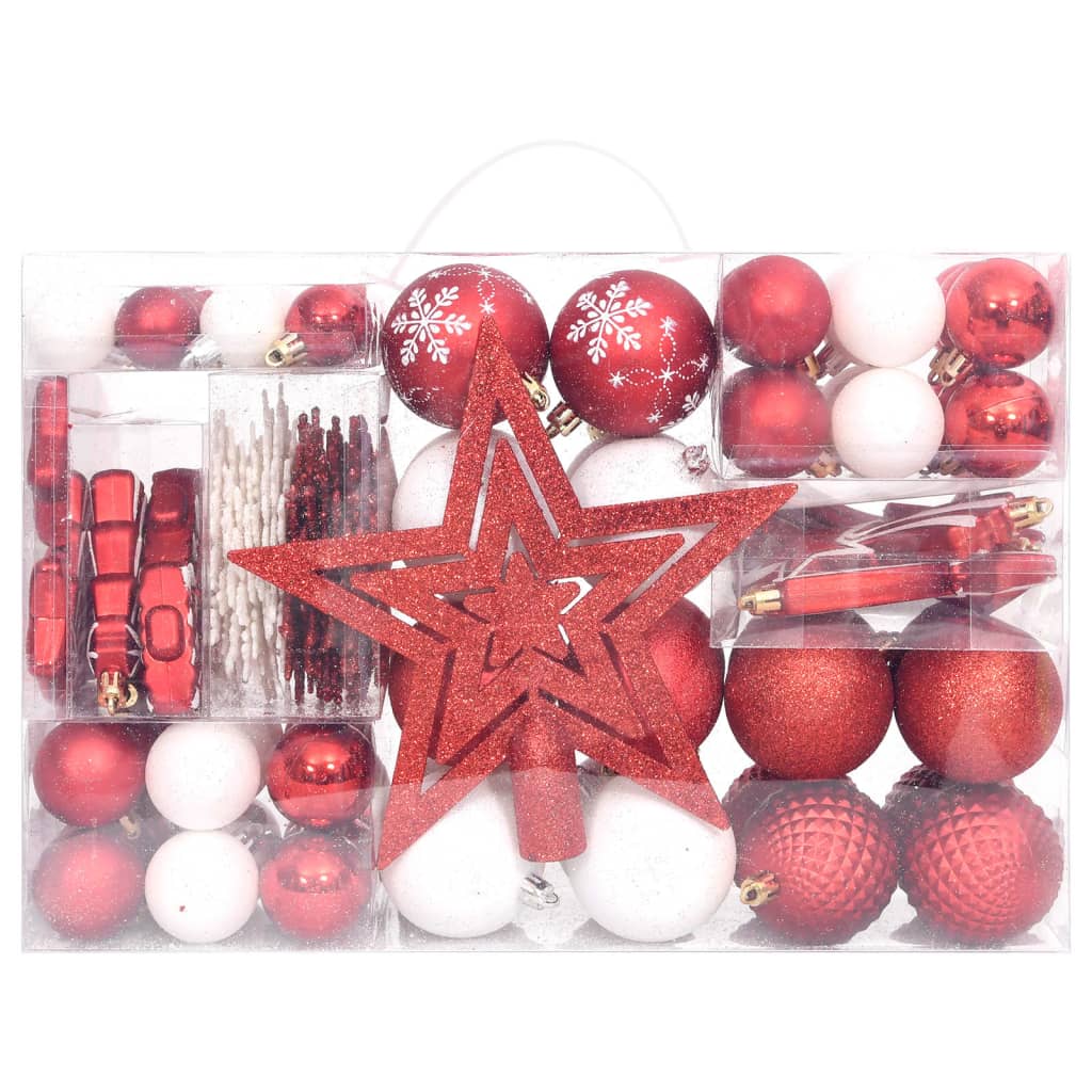 Set Addobbi di Natale 108 pz Rosso e Bianco - homemem39