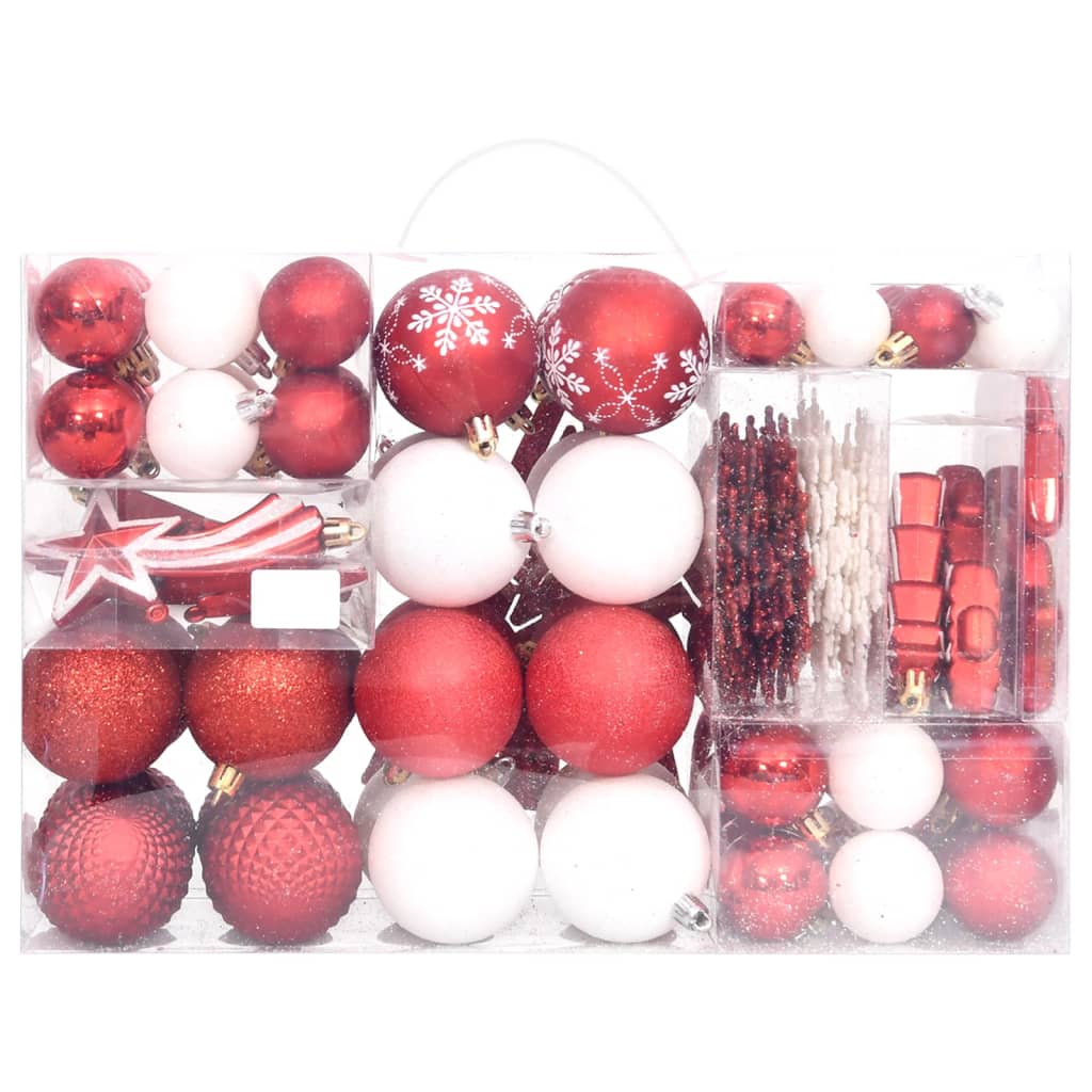 Set Addobbi di Natale 108 pz Rosso e Bianco - homemem39