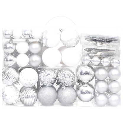 Set Addobbi di Natale 108 pz Argento e Bianco - homemem39