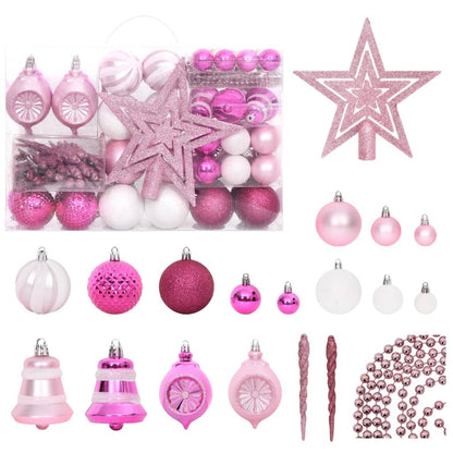 Set Addobbi di Natale 108 pz Bianco e Rosa - homemem39