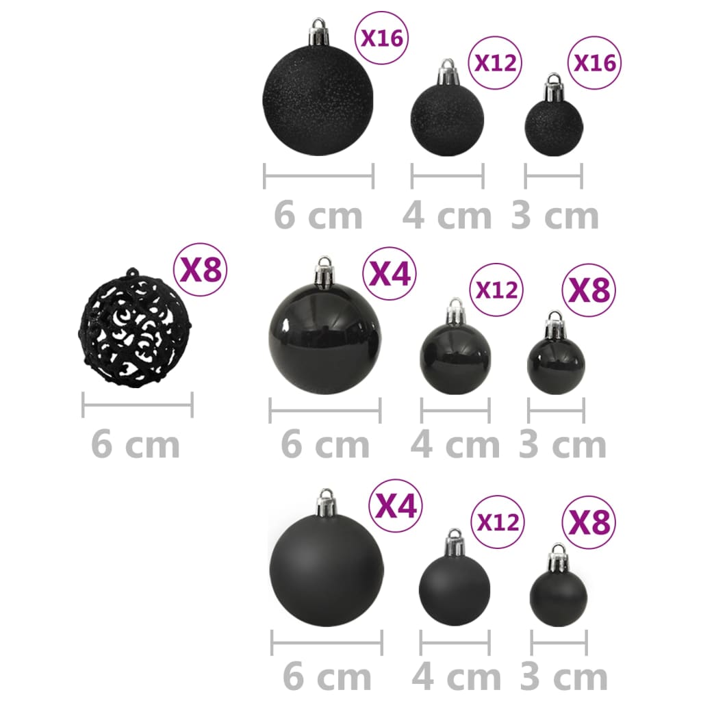 Set Palline di Natale 100 pz Nero - homemem39