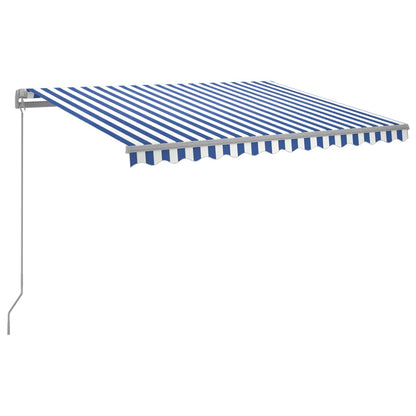 Tenda da Sole Retrattile Manuale con LED 300x250cm Blu e Bianco - homemem39