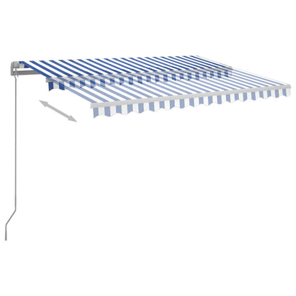 Tenda da Sole Retrattile Manuale con LED 300x250cm Blu e Bianco - homemem39