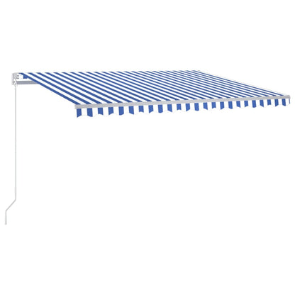 Tenda da Sole Retrattile Manuale con LED 400x350 cm Blu Bianco - homemem39