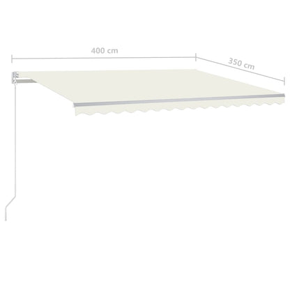 Tenda da Sole Retrattile Manuale con LED 400x350 cm Crema - homemem39