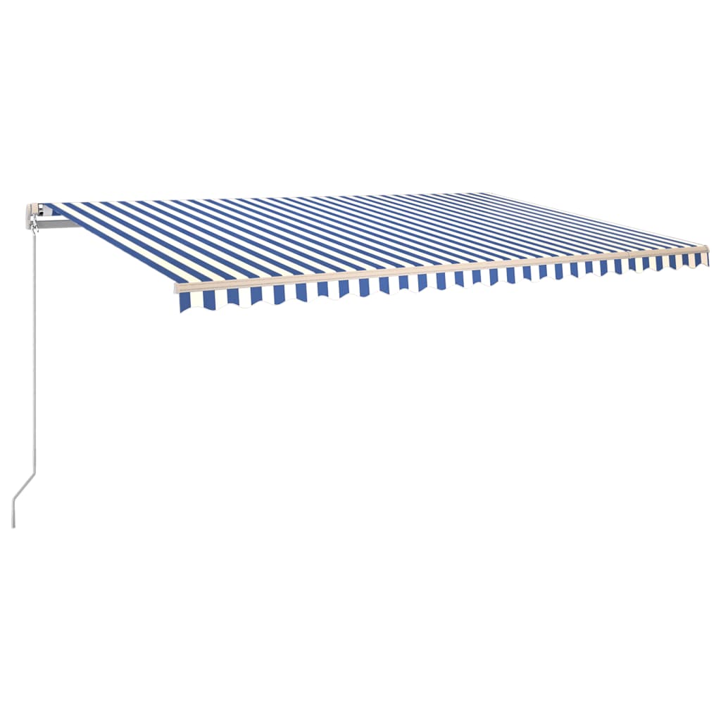 Tenda da Sole Retrattile Manuale 500x350 cm Blu e Bianca - homemem39