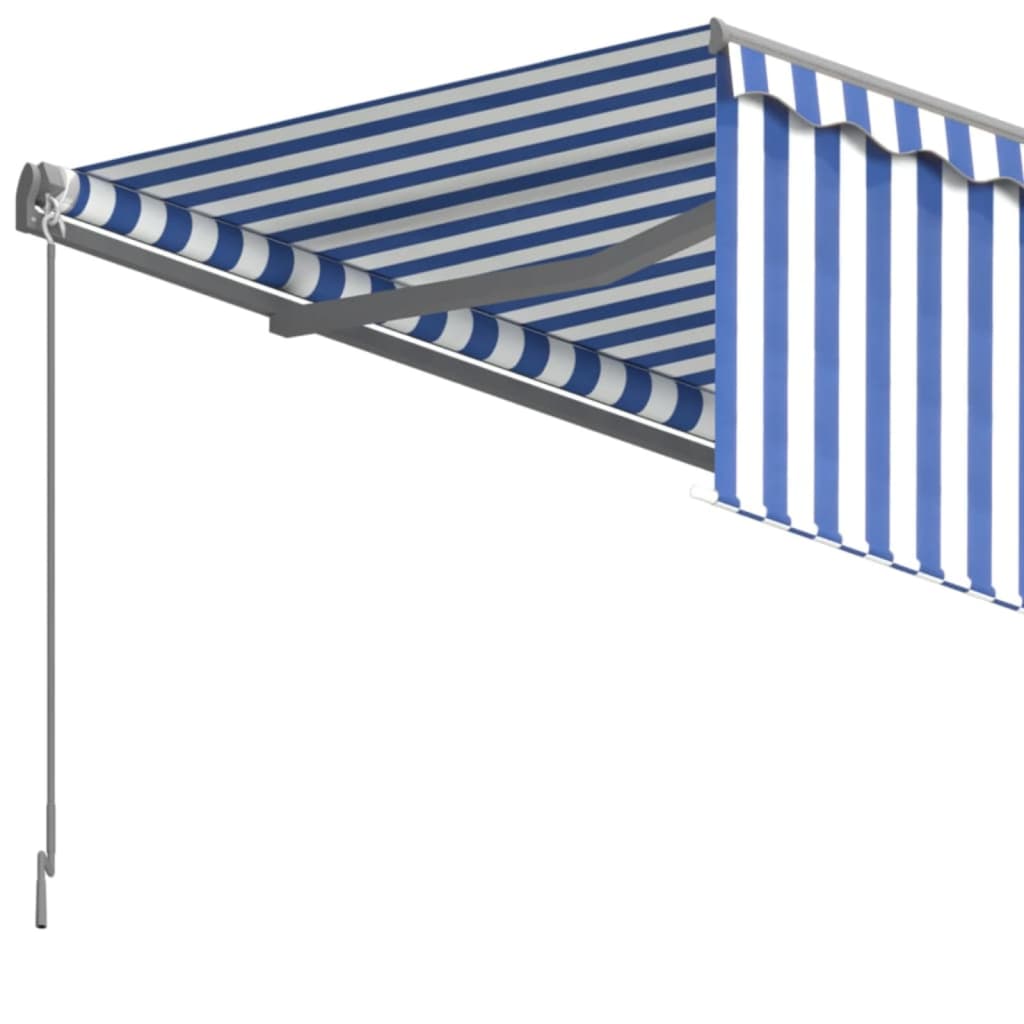 Tenda Sole Retrattile Manuale con Parasole 3x2,5m Blu e Bianco - homemem39