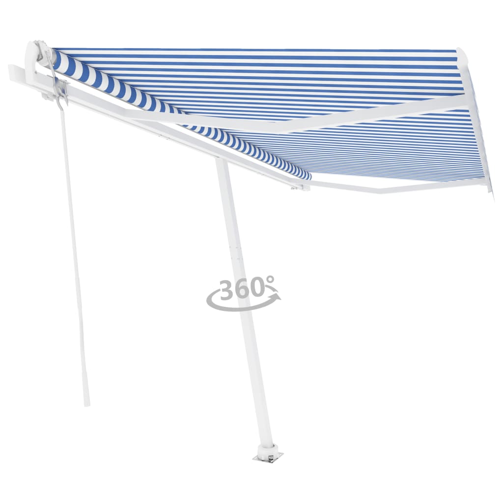 Tenda da Sole Retrattile Automatica Palo 400x300 cm Blu Bianca - homemem39