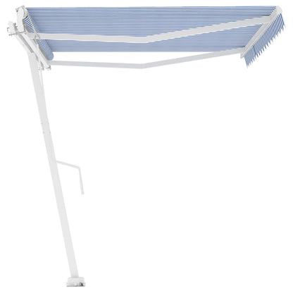 Tenda da Sole Retrattile Automatica Palo 400x300 cm Blu Bianca - homemem39