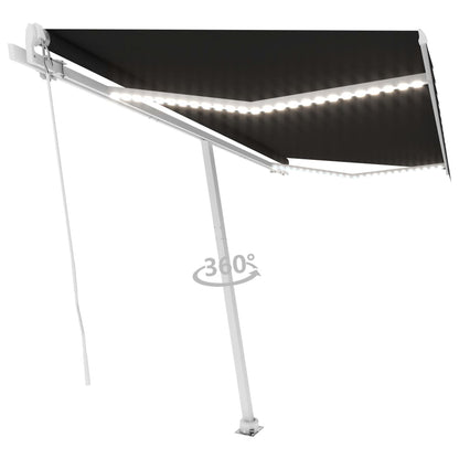 Tenda da Sole Retrattile Manuale con LED 400x350 cm Antracite - homemem39