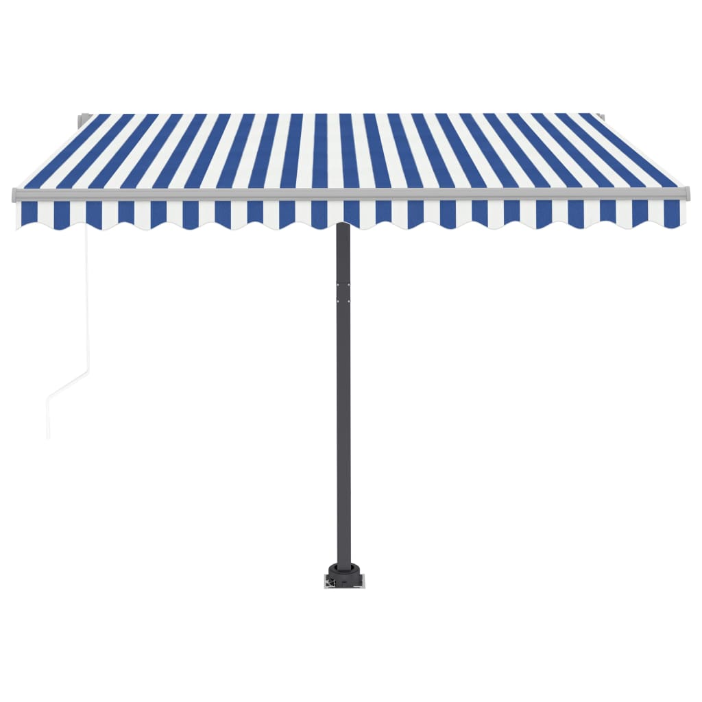 Tenda da Sole Automatica LED Sensore Vento 350x250cm Blu Bianca - homemem39