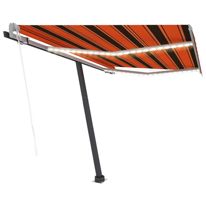 Tenda da Sole con LED Sensore Vento 350x250 cm Arancio Marrone - homemem39