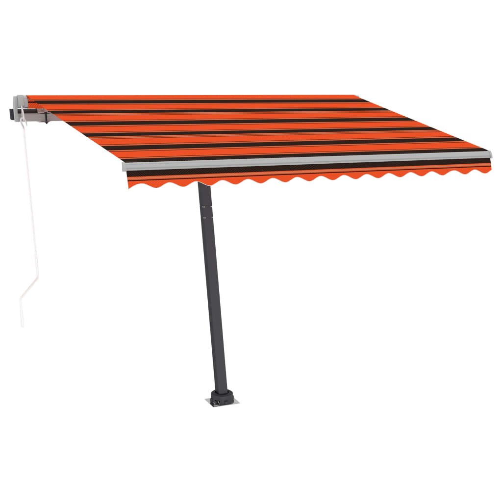 Tenda da Sole con LED Sensore Vento 350x250 cm Arancio Marrone - homemem39