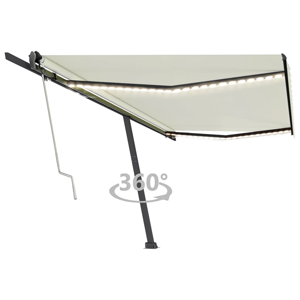 Tenda Automatica con Sensore Vento e LED 500x350 cm Crema - homemem39