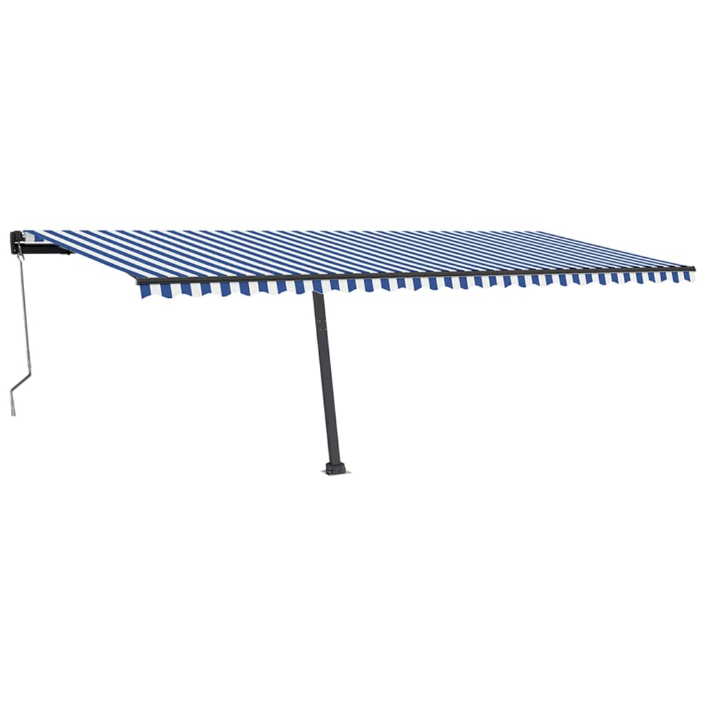 Tenda Automatica con Sensore Vento e LED 600x350 cm Blu Bianca - homemem39