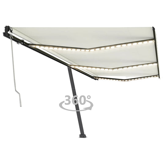 Tenda Automatica con Sensore Vento e LED 600x350 cm Crema - homemem39