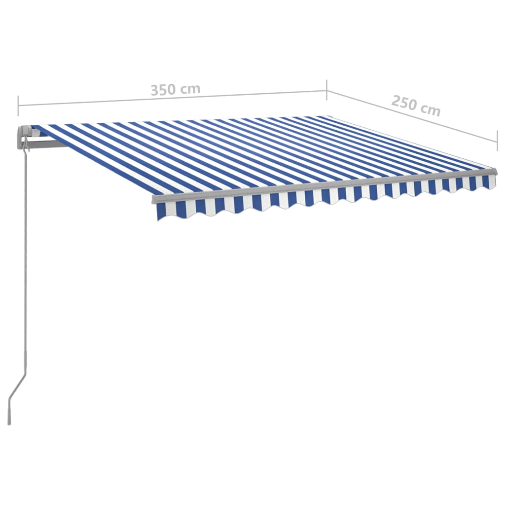 Tenda da Sole Retrattile Automatica Pali 3,5x2,5 m Blu e Bianca - homemem39