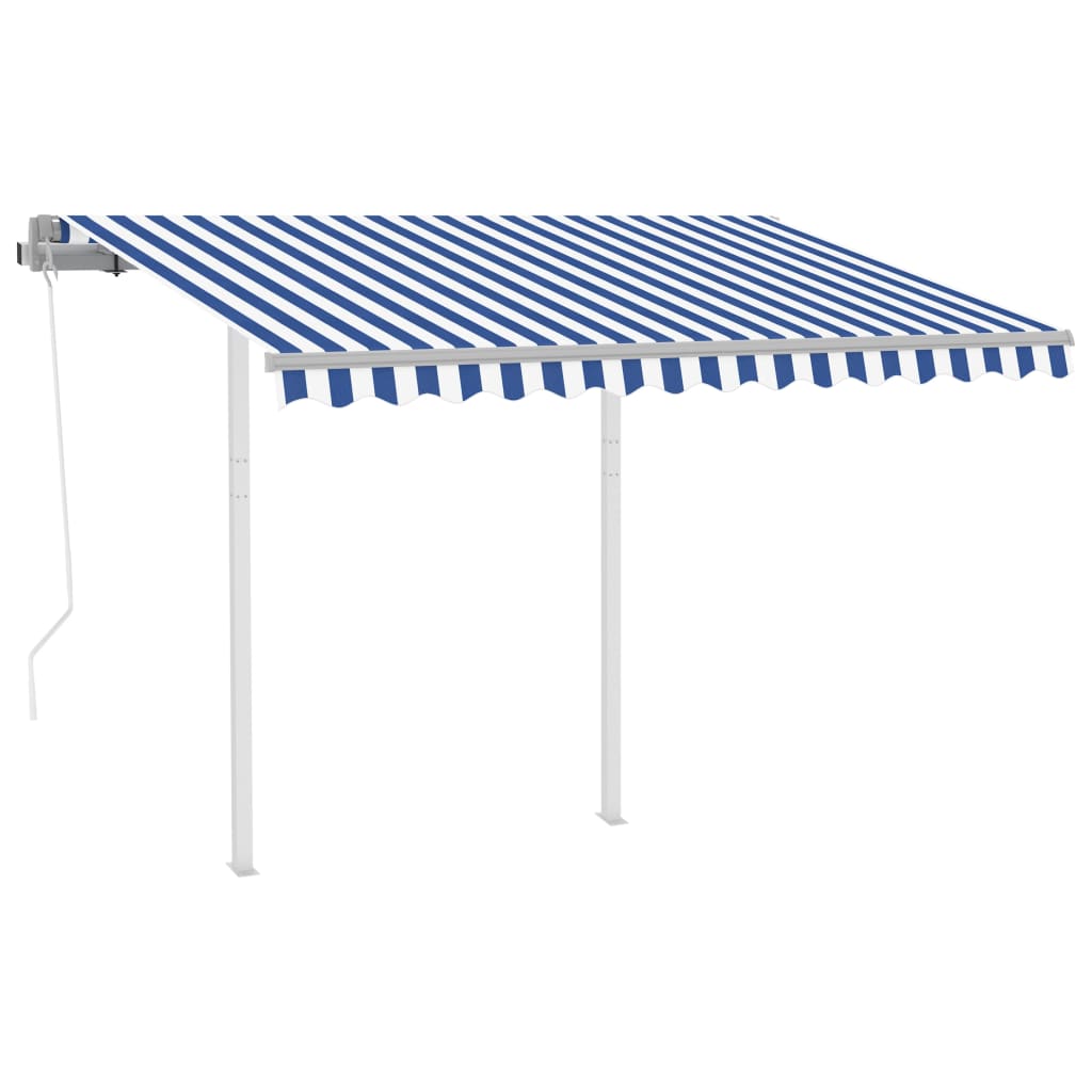 Tenda da Sole Retrattile Automatica Pali 3,5x2,5 m Blu e Bianca - homemem39