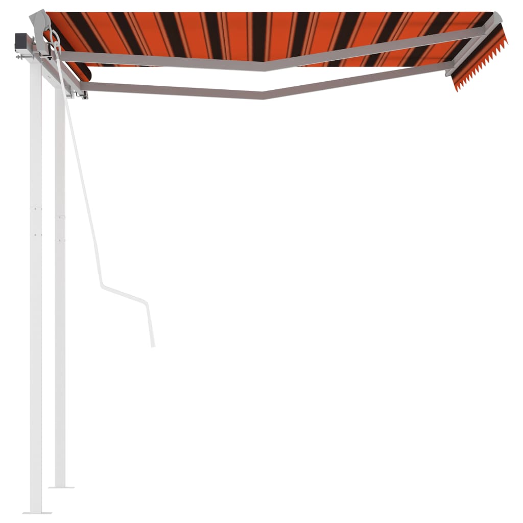 Tenda Retrattile Automatica con Pali 3,5x2,5m Arancio e Marrone - homemem39