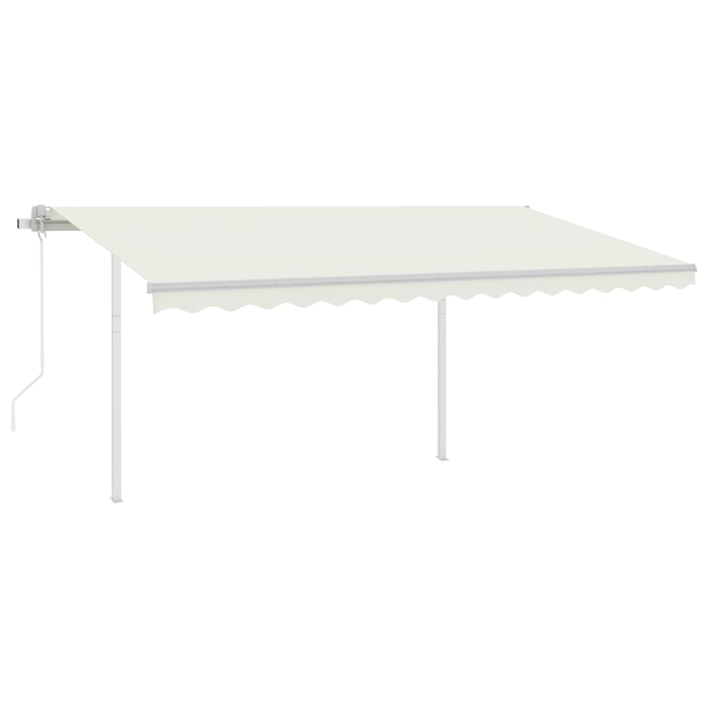 Tenda da Sole Retrattile Automatica con Pali 4,5x3 m Crema - homemem39