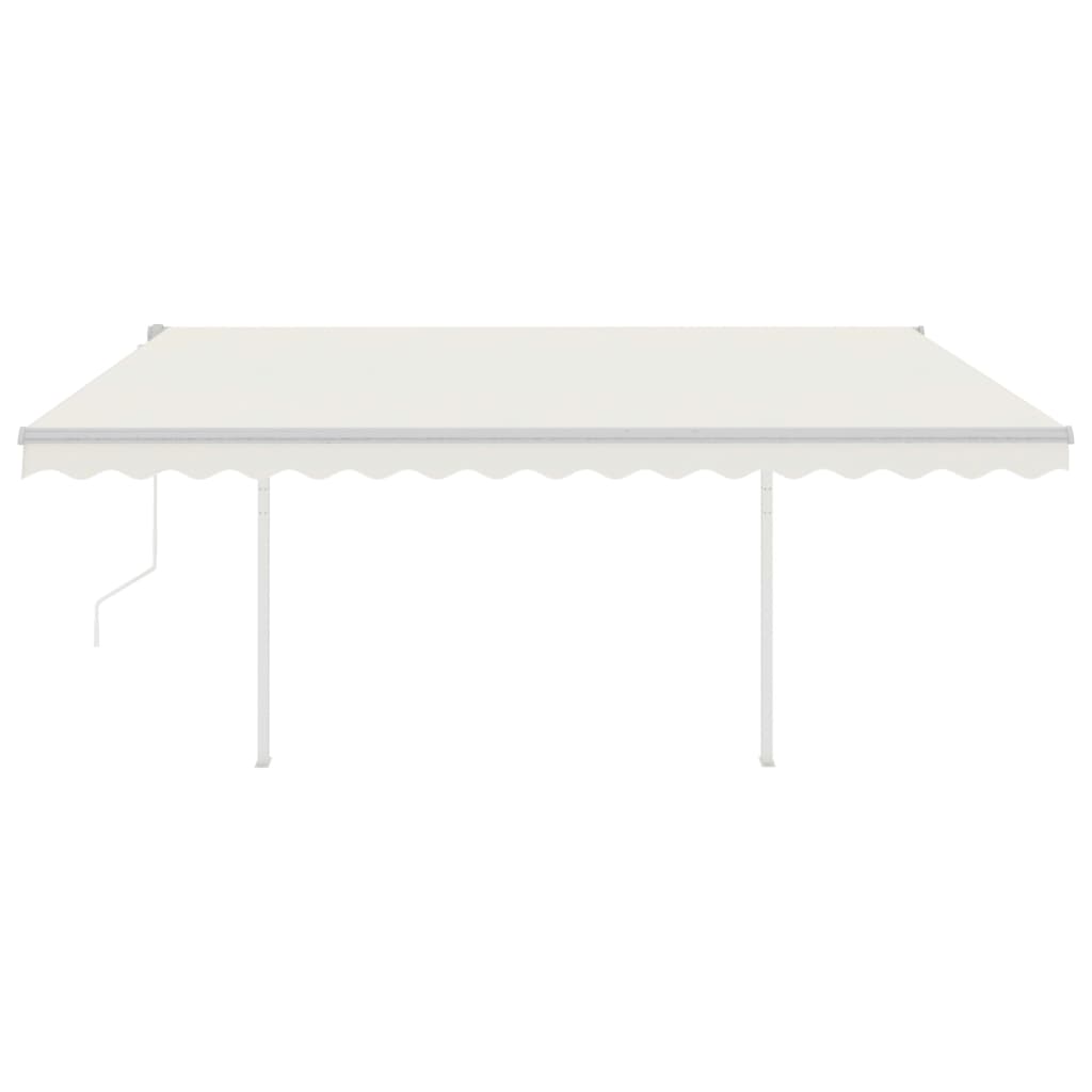 Tenda da Sole Retrattile Automatica con Pali 4,5x3 m Crema - homemem39