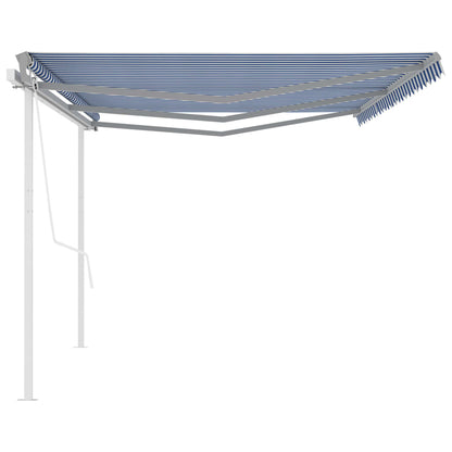 Tenda da Sole Retrattile Automatica con Pali 6x3 m Blu e Bianca - homemem39