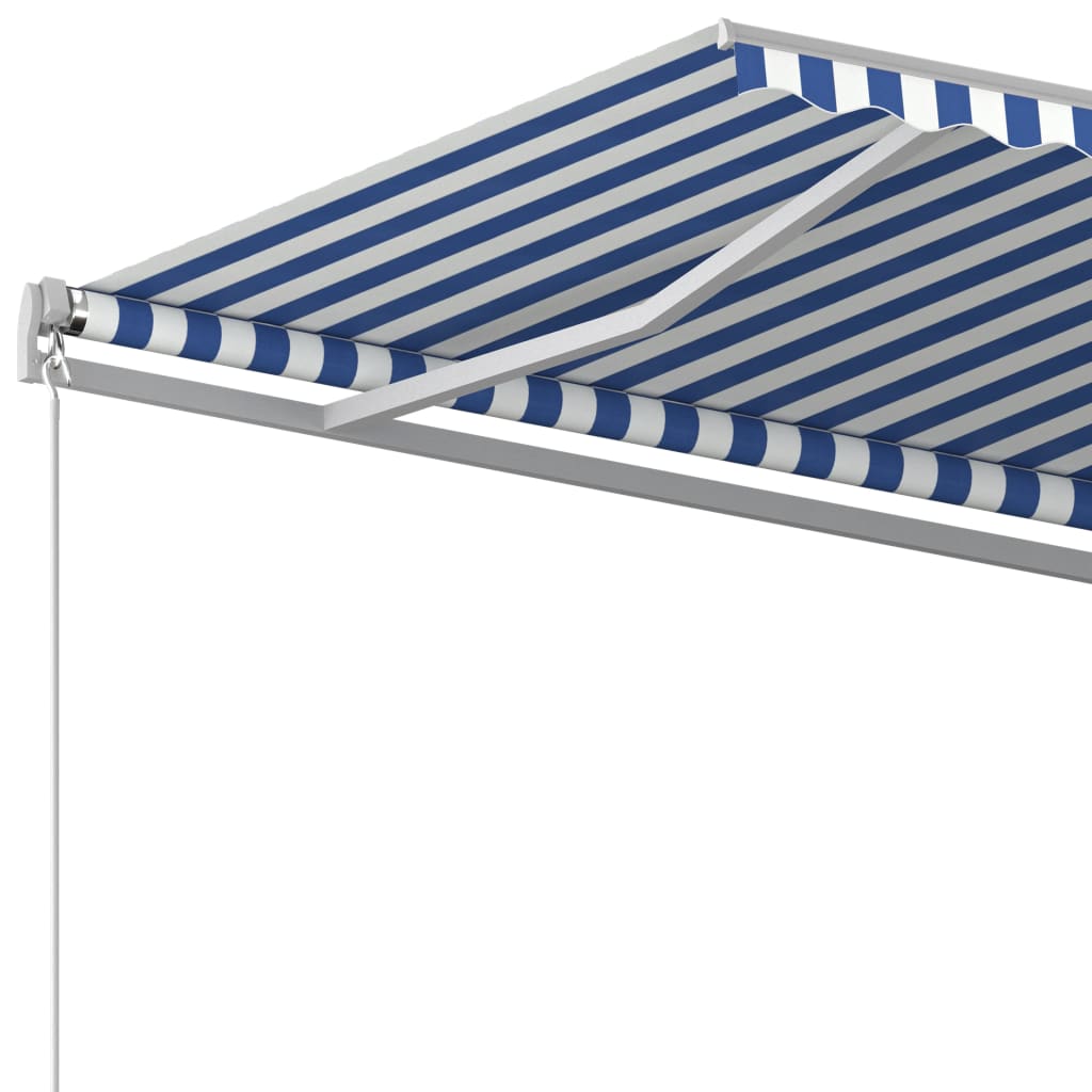 Tenda da Sole Retrattile Automatica con Pali 6x3 m Blu e Bianca - homemem39