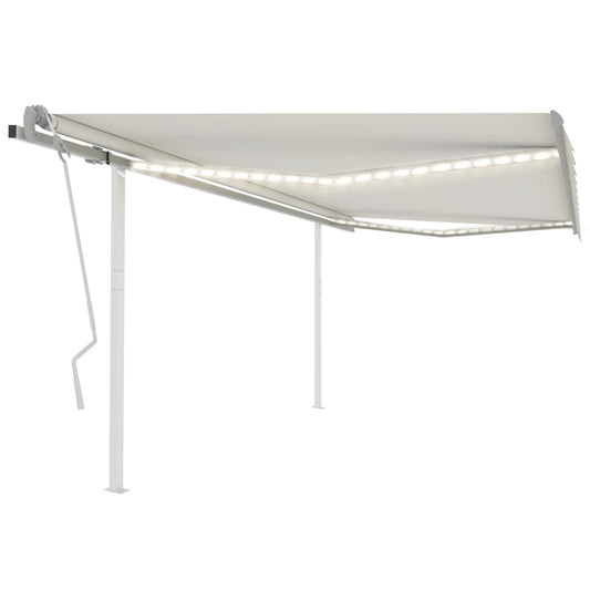Tenda da Sole Retrattile Manuale con LED 4x3,5 m Crema - homemem39