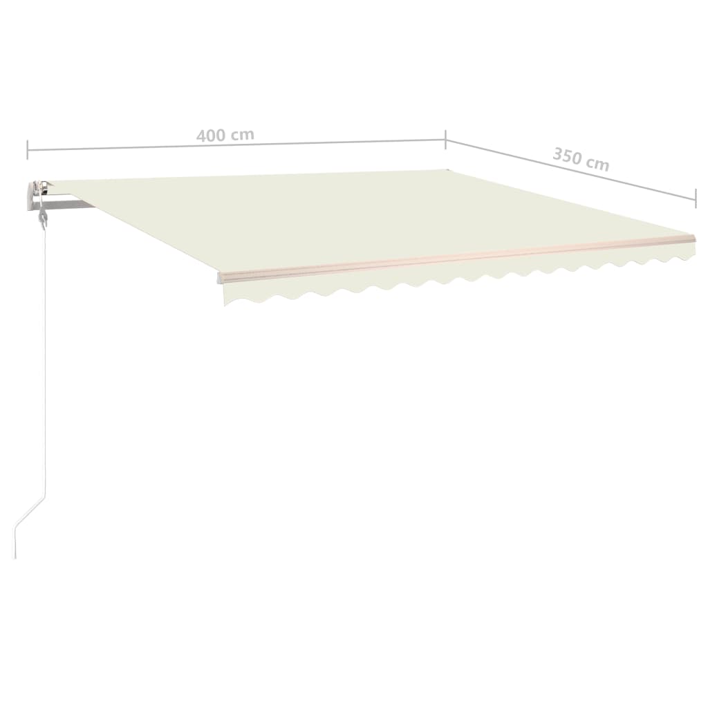 Tenda da Sole Retrattile Manuale con LED 4x3,5 m Crema - homemem39
