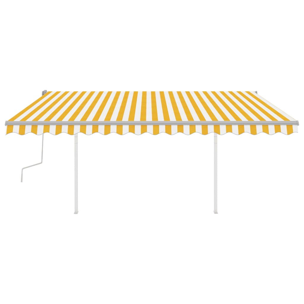 Tenda da Sole Retrattile Manuale con LED 4x3,5 m Gialla Bianca - homemem39