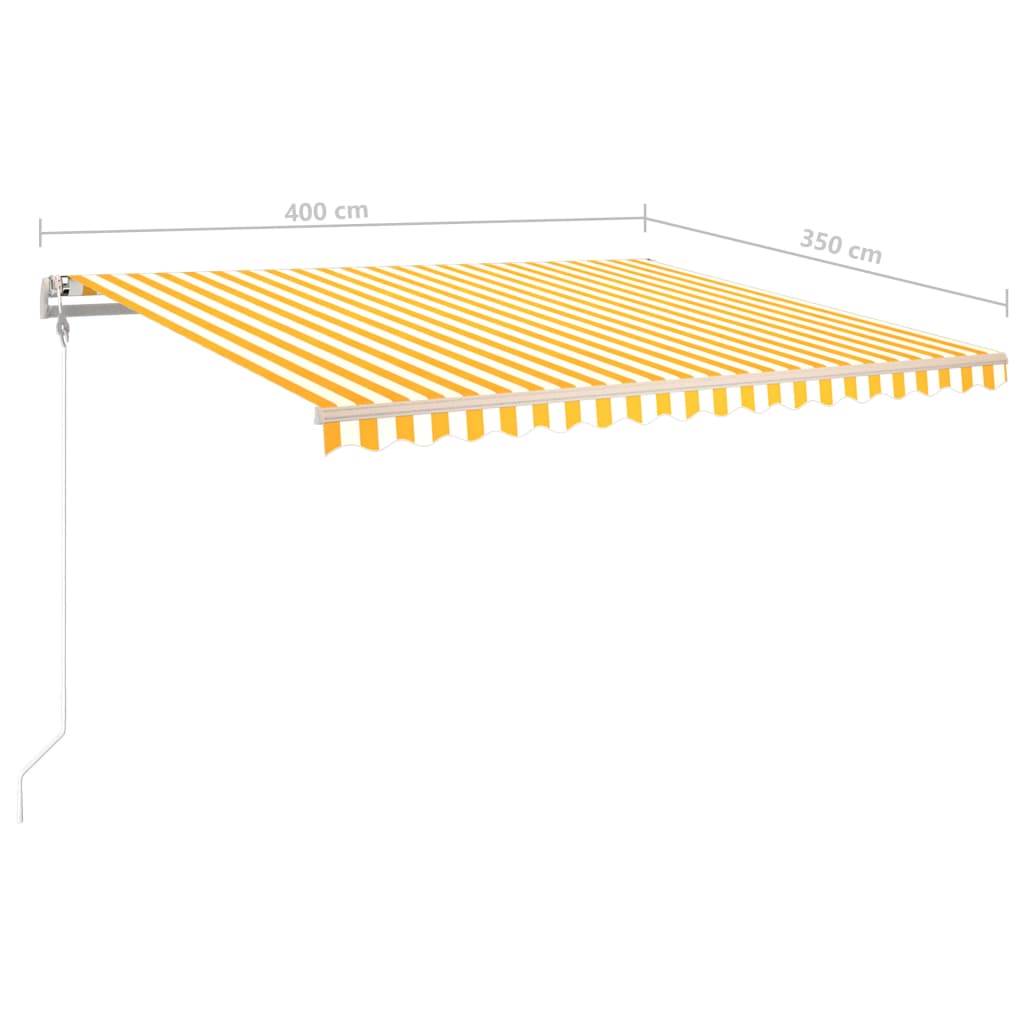 Tenda da Sole Retrattile Manuale con LED 4x3,5 m Gialla Bianca - homemem39