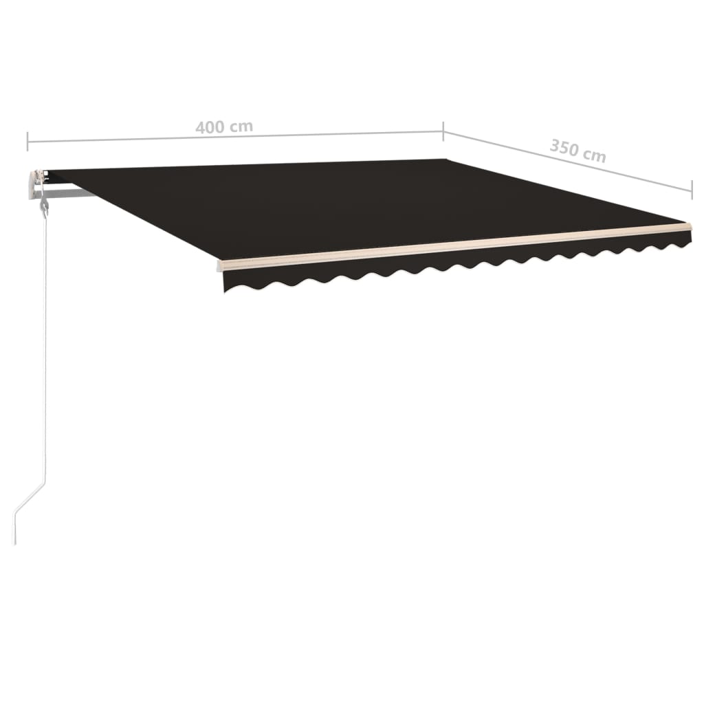 Tenda da Sole Retrattile Manuale con LED 4x3,5 m Antracite - homemem39