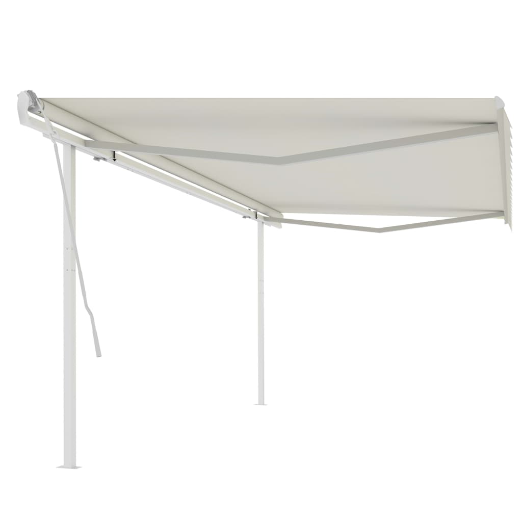 Tenda da Sole Retrattile Manuale con Pali 5x3,5 m Crema - homemem39