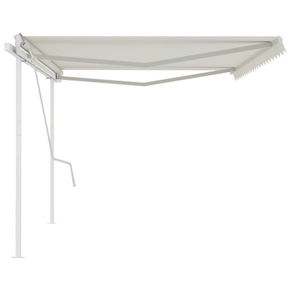 Tenda da Sole Retrattile Manuale con Pali 5x3,5 m Crema - homemem39