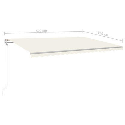 Tenda da Sole Retrattile Manuale con Pali 5x3,5 m Crema - homemem39