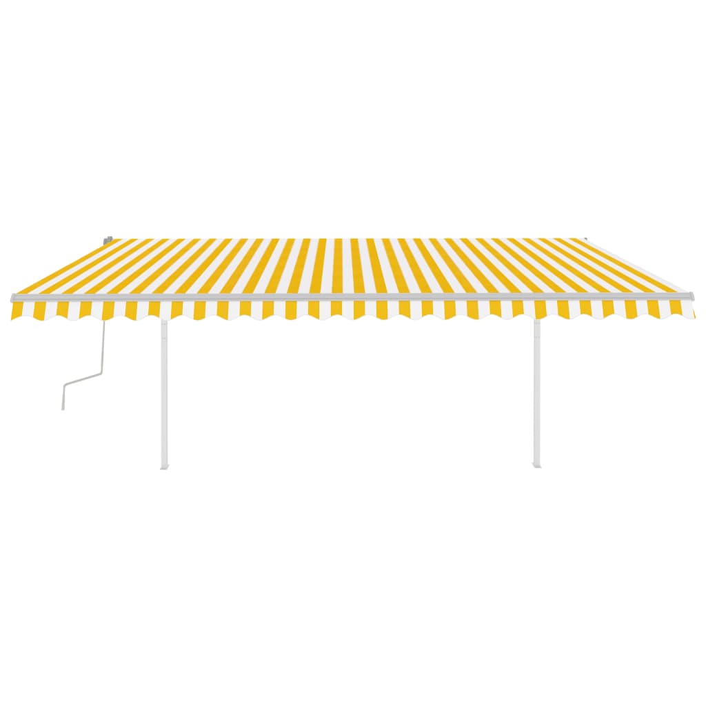 Tenda da Sole Retrattile Manuale con Pali 5x3,5 m Gialla Bianca - homemem39